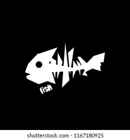 Fish predator skeleton bones logo icon sign Hand drawn Creative modern design Fashion print for clothes apparel greeting invitation card picture banner badge poster flyer websites Vector illustration