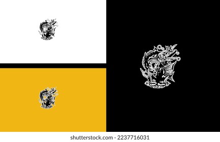 fish predator vector mascot outline design