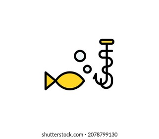 Fisch Premium Line Symbol. Einfaches hochwertiges Piktogramm. Moderne Kontursymbole. Schlagt Vektorgrafik auf weißem Hintergrund. 