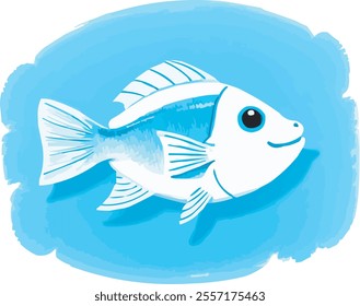 Fish: The fish is the primary focus of the logo. It is depicted in a light blue color with a slightly lighter shade on its belly. The fish has a large, open mouth revealing a pink tongue and white tee