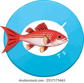 Fish: The fish is the primary focus of the logo. It is depicted in a light blue color with a slightly lighter shade on its belly. The fish has a large, open mouth revealing a pink tongue and white tee