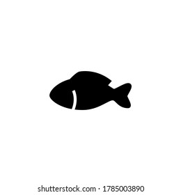 Fish product icon in black flat glyph, filled style isolated on white background