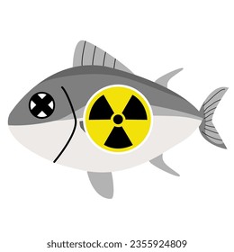fish with a radioactivity warning sign. 
The contaminated radioactive element in fish