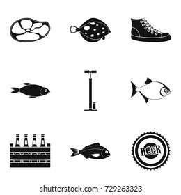 Fish recipe icons set. Simple set of 9 fish recipe vector icons for web isolated on white background