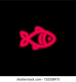 Fish red glowing neon ui ux icon. Glowing sign logo vector