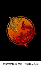Fish with red and gold color vector illustration