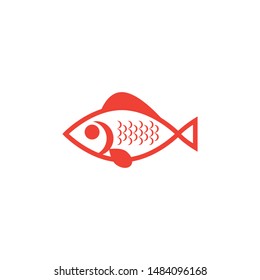 Fish Red Icon On White Background. Red Flat Style Vector Illustration.