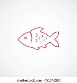 Fish Red Line Icon On White Background