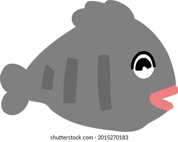 Fish With Red Lips Isolated Sea Creature Vector