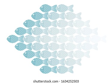 A lot of fish regular pattern vector design, concept of teamwork business or social theme.