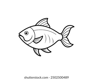 Fish related icons: thin vector icon black and white kit