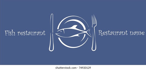 Fish restaurant blue background