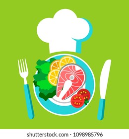 Fish restaurant design. Vector illustration.