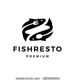 fish restaurant fork spoon logo vector icon illustration