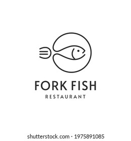 Fish restaurant logo mono line