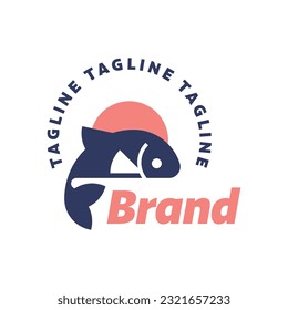 Fish restaurant logo template. Seafood vector logotype. Vector illustration