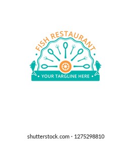 Fish restaurant logo template. Vector