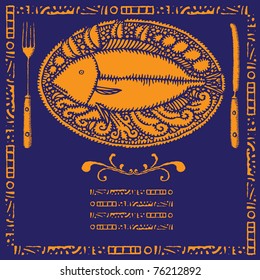 fish restaurant menu illustrations