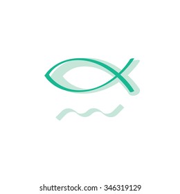 Fish restaurant vector logo illustration, abstract natural fish logotype, fresh sea food, christian, fish production business concept symbol, waves icon isolated white linear design sign, outline flat