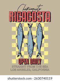 FISH RETRO GRAPHICS FOR T SHIRT SWEATSHIRT AND POSTER