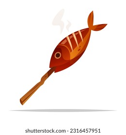 Refundición de peces con vectores de palo ilustraciones aisladas