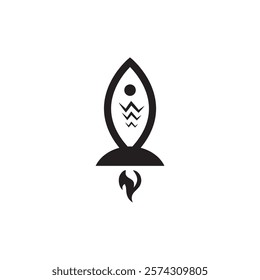 fish rocket logo icon design business