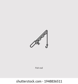 fish rod icon vector isolated on white background