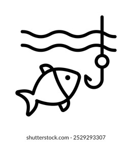 Fish and a rod shows the vector icon of fishing
