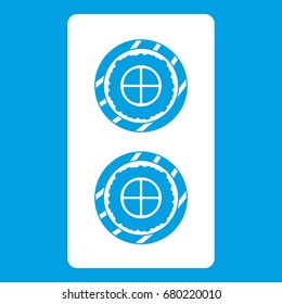 Fish roll icon white isolated on blue background vector illustration
