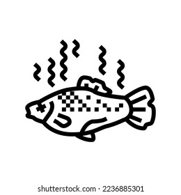 fish rotten food line icon vector. fish rotten food sign. isolated contour symbol black illustration