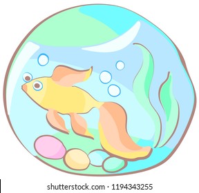Fish in round aquarium vector graphics