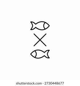 vetor de sinal de ícone de linha de peixe