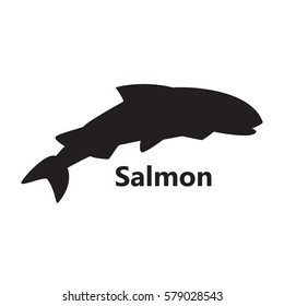 The Fish salmon isolated on the white background black text without eye