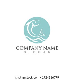 Plantilla del logotipo del salmón de pescado. Símbolo vector creativo