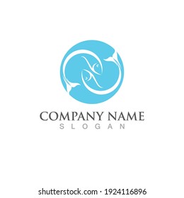 Fish salmon logo template. Creative vector symbol