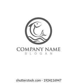 Fish salmon logo template. Creative vector symbol