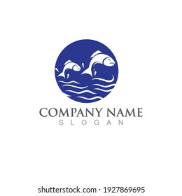 Fish Salmon logo template. Creative vector symbol