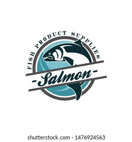 Fish Salmon Logo Vintage Badge Template 