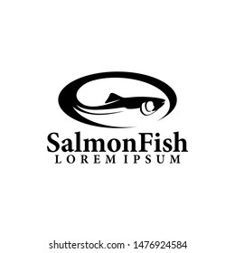 Fish Salmon Logo Vintage Badge Template 