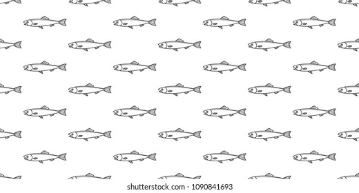 fish salmon seamless pattern shark fin dolphin whale vector ocean wave background isolated repeat wallpaper