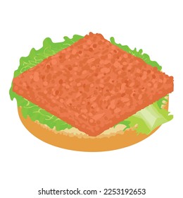 Fish sandwich icon isometric vector. Sandwich with fish cutlet and lettuce leaf. Food concept, snack, appetizer