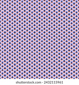 Fish scale abstract geometric groovy seamless pattern. Colorful circles 70s style nostalgic retro background. Summer flat vector illustration.