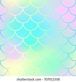 Fish scale pattern background. Gradient mesh vector texture. Candy color mermaid seamless pattern. Fantastic fish scale. Mermaid tail vector pattern. Marshmallow palette mermaid scale surface design