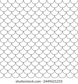 fish scale pattern, black and white line art animal scales, seamless repeatable texture background