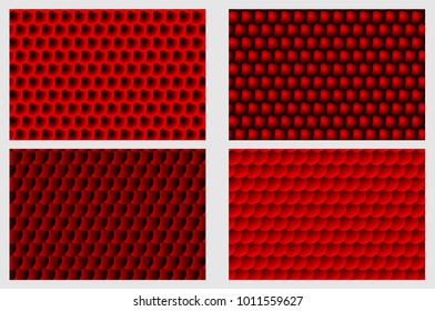 Fish scale pattern, Simple circular background - red set - vector circle pattern