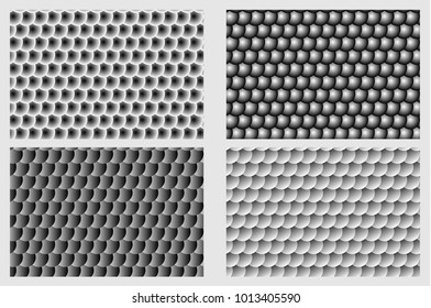 Fish scale pattern, Simple circular background - black and white set - vector circle pattern