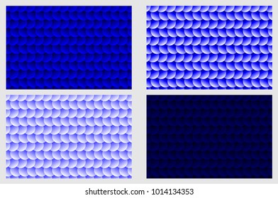 Fish scale pattern, Simple circular background - blue set - vector circle pattern