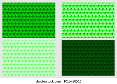 Fish scale pattern, Simple circular background - green set - vector circle pattern