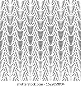 Fish Scale Seamless Pattern Background. Abstract Design Element. Black Vector Illustration.