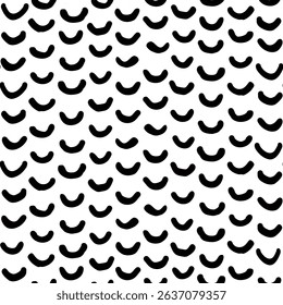 Fish scale seamless pattern in black and white. Vector seamless abstract background with Irregular hand drawn semicircle lines. To use, drag into swatches panel.